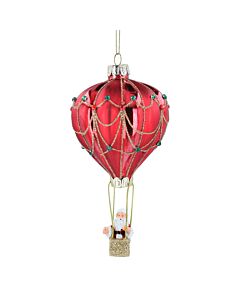 Gisela Graham Hot Air Balloon With Santa Glass Tree Decoration